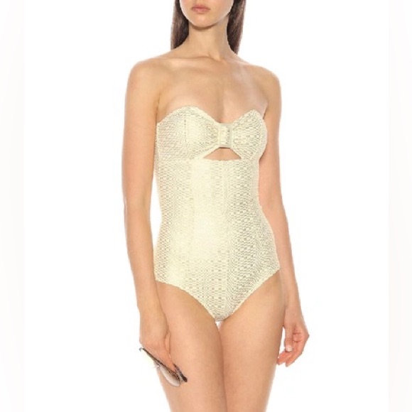 Lisa Marie Fernandez Buckle Cutout Metallic Seersucker, Size 0 / Xs, Nwt
